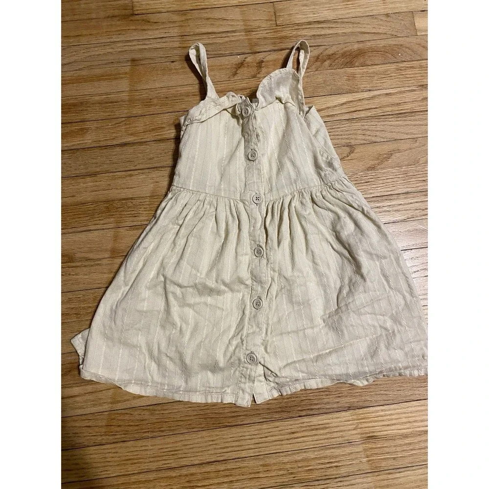 Gymboree Girl 2T Cotton Oatmeal Spaghetti Strap Button Front Dress Summer